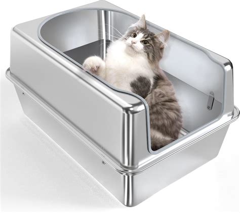 stainless steel kitty box|deep stainless steel litter box.